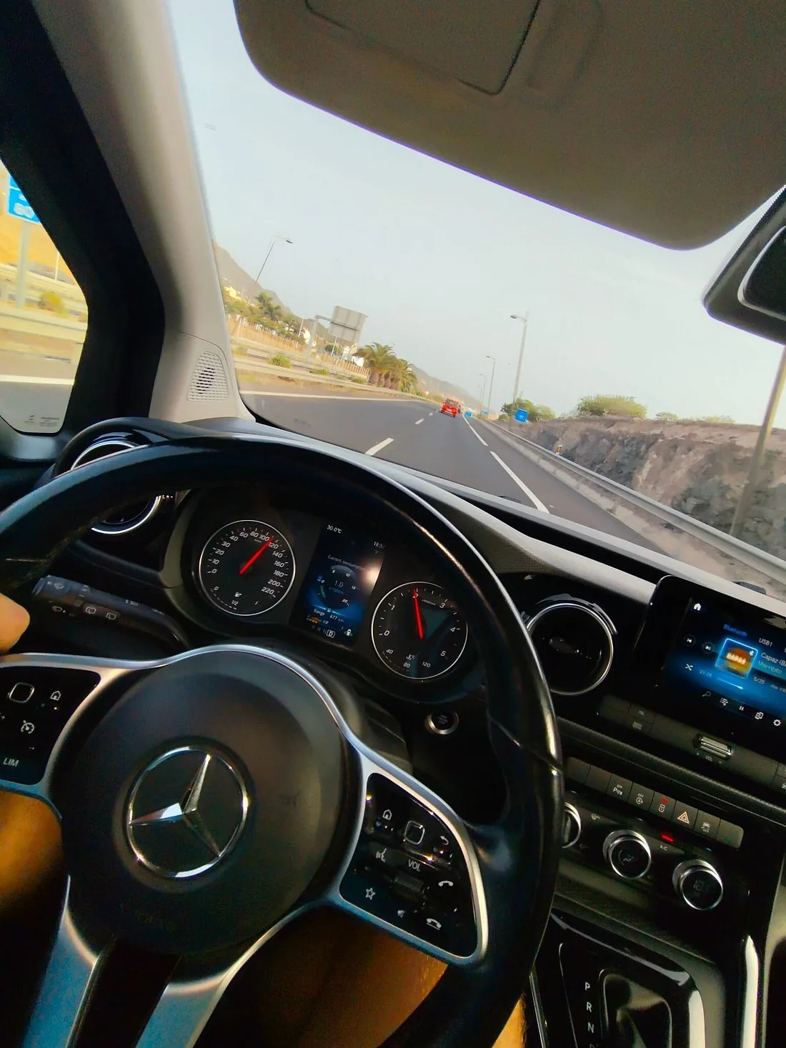 CarHola Mercedes E-Class on a Tenerife coastal road